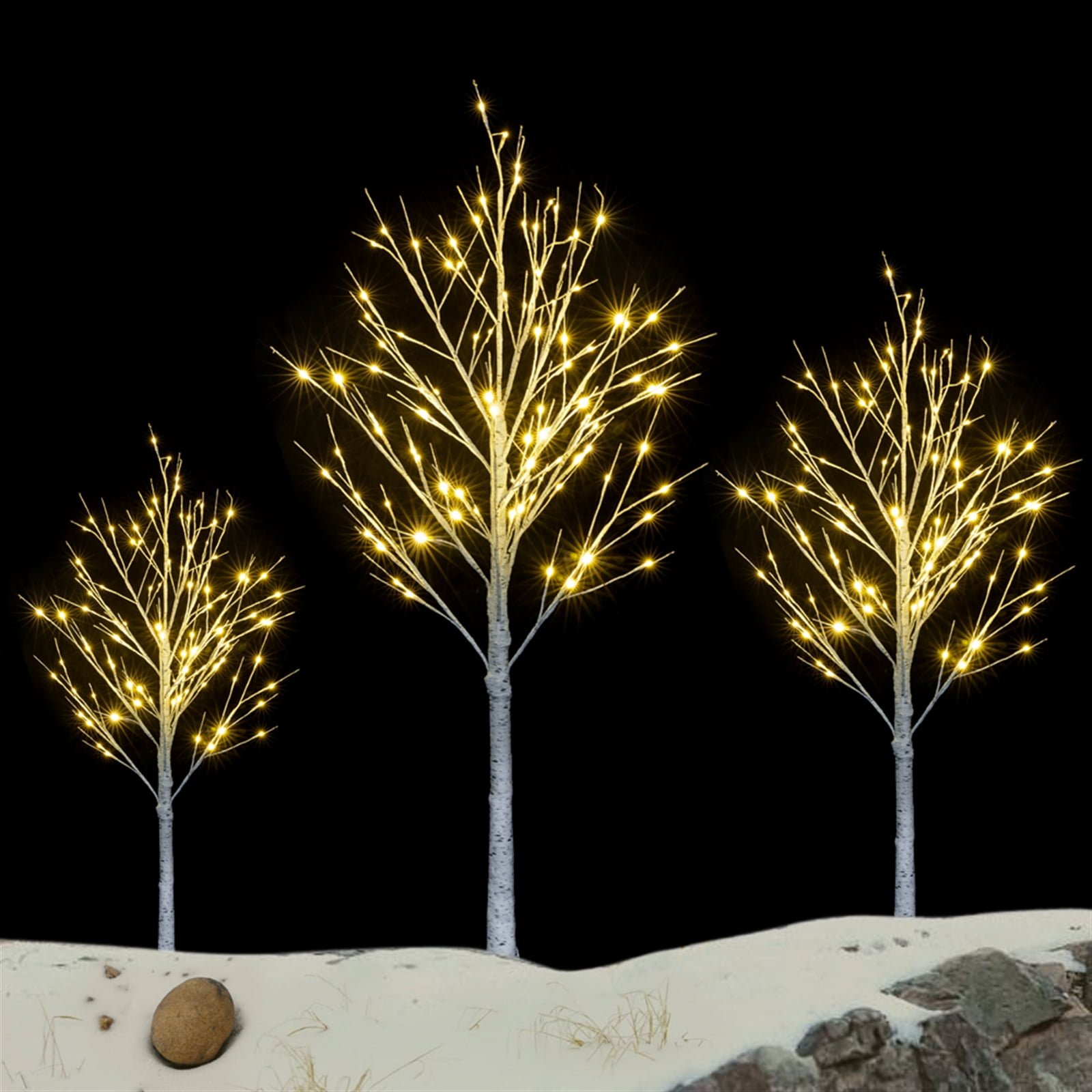 Kepooman 4 Feet Lighted Birch Tree with 48 LED Lights, Warm White LED Artificial Christmas Tree for Home Office Party Decor, White Kepooman 4 Feet Lighted Birch Tree with 48 LED Lights, Warm White LED Artificial Christmas Tree for Home Office Party Decor, White