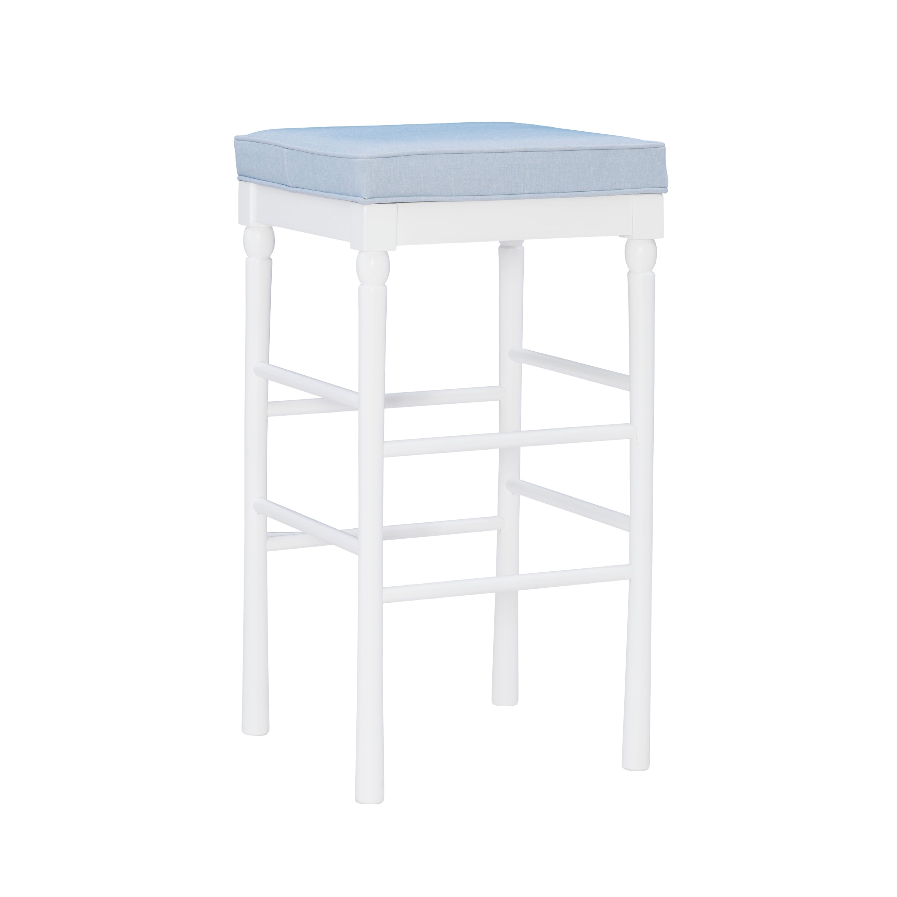 Linon Walser 32" Indoor Backless Wood Bar Stool, Set of 2, Light Blue