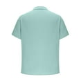 thumbnail image 6 of Lovskoo Men's Linen Shirt Casual Button Down Shirt Short Sleeve Shirt Summer Vacation Beach Shirt Mint Green, 6 of 7
