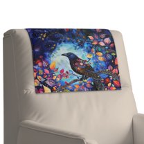 Xoenoiee Raven Branch Print Recliner Couch Cover PU Leather Recliner Headrest Cover for Office Chair Theater Seat, Universal PU Leather Head Rest Protector, 1 Pack