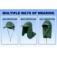 thumbnail image 2 of Sun Cap Fishing Hat Unisex Adult 360% UV UPF 50+ Solar Protection, Lightweight Outdoor Summer Wide Brim Visor with Detachable Neck Flap & Face Cover Mask, Quick Dry, Windproof, For Beach, Army Green, 2 of 5