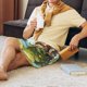 thumbnail image 5 of Balery Cartoon Mushroom House Pantalones cortos de pijama de punto de algodón para hombre con cinturilla y bolsillos-Small, 5 of 6