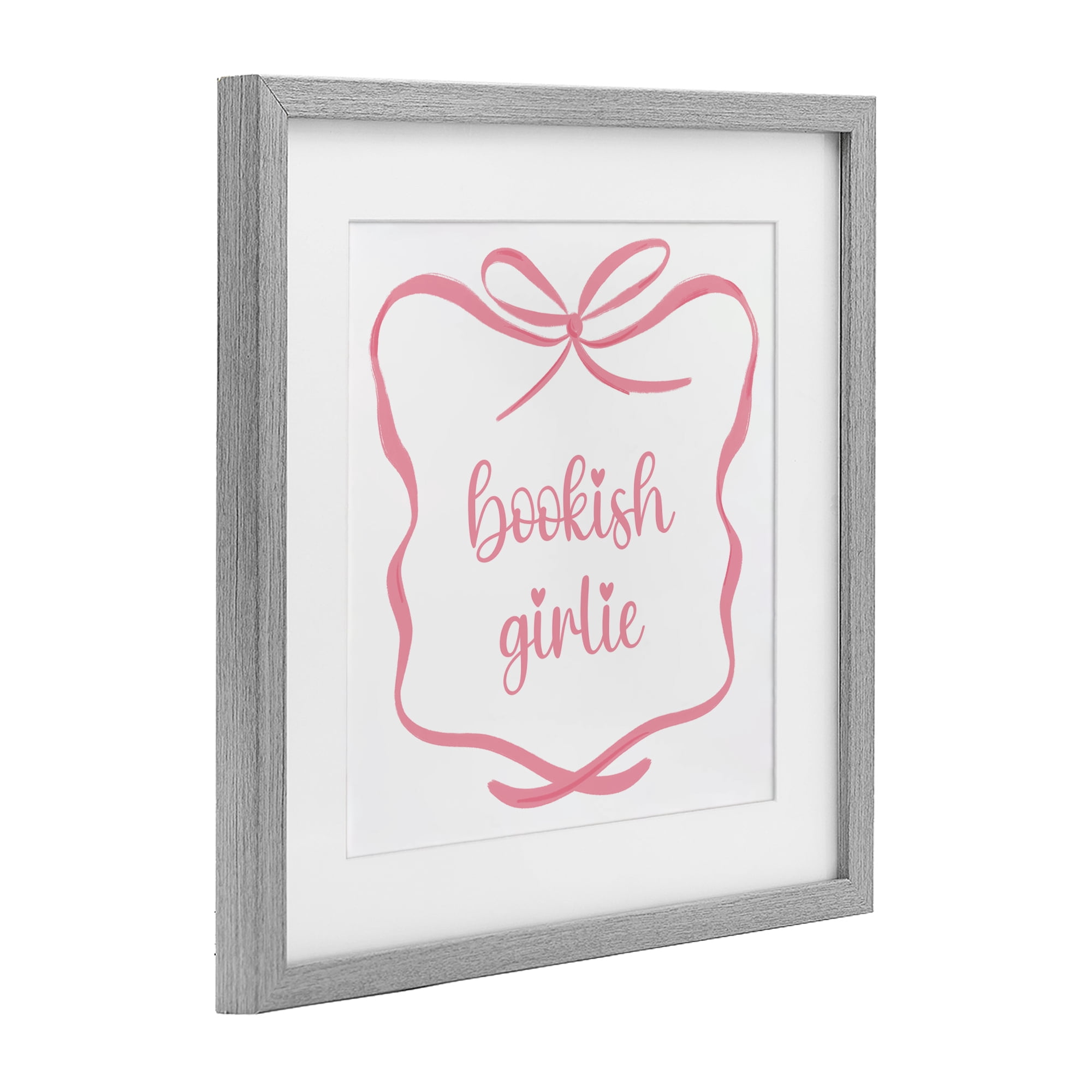 Stupell Industries Bookish Girlie with Bow Gray Framed Print Under Glass, design by Lucille Price