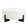 thumbnail image 3 of Christopher Knight Home 34" Modern Round Ottoman, White Boucle Upholstered, Walnut Wooden Legs, 3 of 7
