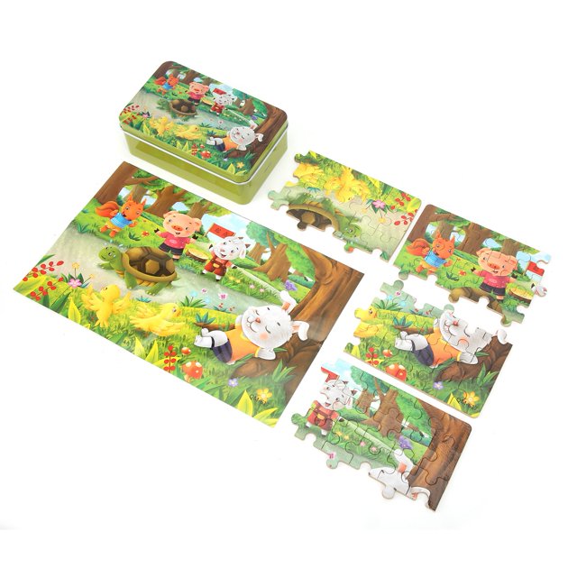 Fosa 600pcs Puzzles Kid Jigsaw Puzzles Cute Cartoon Image Puzzle Children Toy Gift With Iron Box