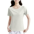 thumbnail image 2 of Fglymey Women's Lightweight Short-Sleeve T-Shirt, Classic Loose Crewneck Solid Color Tee Shirt Gray L, 2 of 4