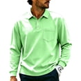 thumbnail image 5 of GrmtClth Polo Shirts for Men Long Sleeve Collared Button Placket With Chest Pocket Lightweight Leisure Outdoor Pullover Tops Light Green XL, 5 of 7