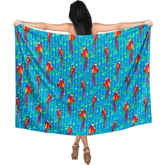 HAPPY BAY Women's Beachwear Summer Beach Bikini Wraps Swimwear Swim Cover up Wrap Skirt Bathing suit Swimsuit Sarong Coverups for Women One Size Lapis, Parrot Bamboo Tree