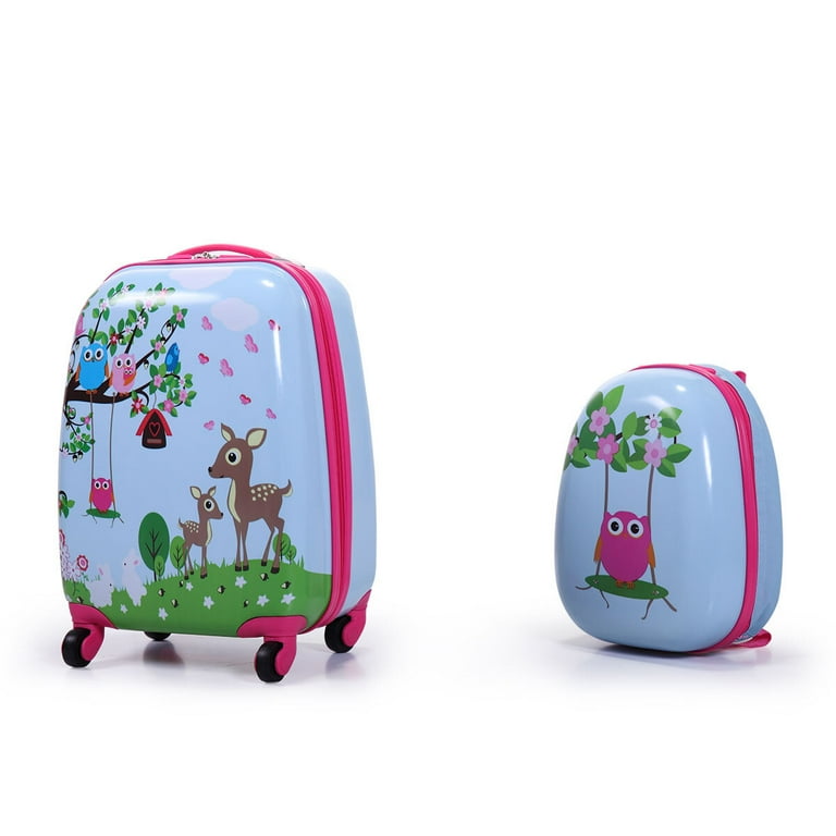 VLIVE Kid Luggage Set 2-Piece (12" Backpack & 16" Suitcase) - Deer Mermaid Pattern Hard Shell Travel Set