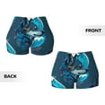 thumbnail image 5 of Lsque Blue Iceberg Leaf Wolf Pattern High Waisted Biker Shorts for Women-Tummy Control Fitness Athletic Workout Running Yoga Gym Shorts,Moisture-Wicking-XX-Large, 5 of 9