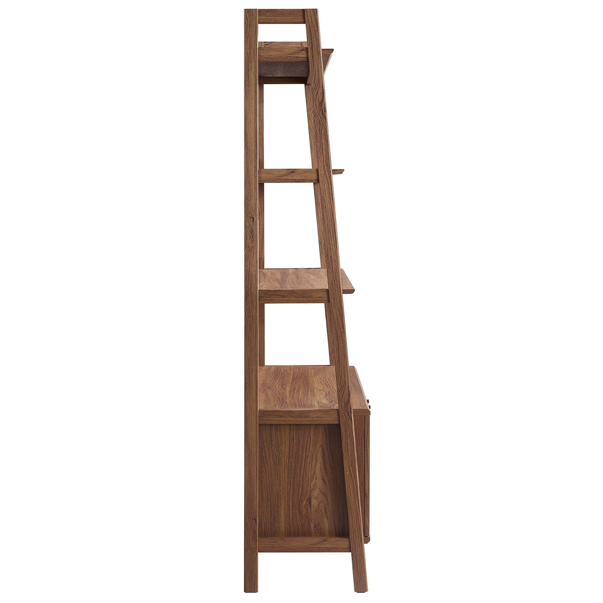 Modway Bixby 32.5" Particleboard and MDF Wood Bookshelf in Walnut