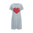 thumbnail image 5 of Tnhcen Robe de Nuit à Manches Courtes pour Femmes Grande Taille Col Rond Imprimé devant Robe Courte Polyester Spandex Doux P-2TG pour Maison/détente Confortable, 5 of 5