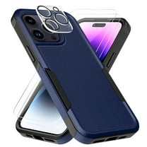 Xhy iPhone 14 Plus Case with Screen and Lens Protector Double Layer Rugged Anti-Drop Military Grade Full Body Protection Durable Detachable for iPhone 14 Plus 6.7 inch 2022 Phone - Dark Blue Black