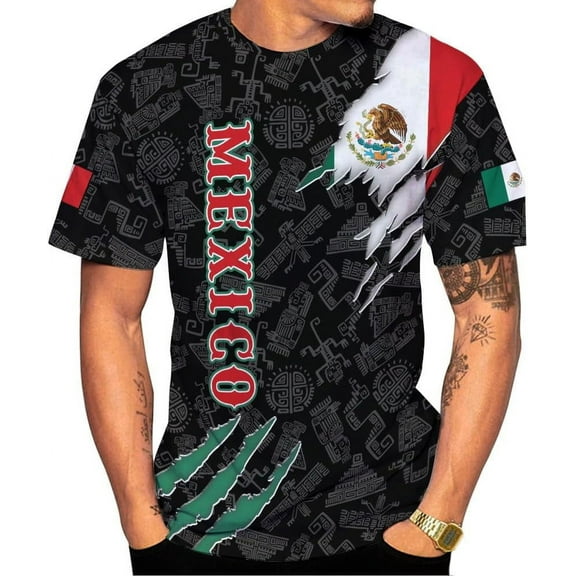 Mostprints Custom Mexico Shirts Personalized Name Mexican 3D Flag Shirt for Men Women Aztec Unisex US Eagle Pride Camisas (S)