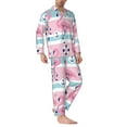 thumbnail image 3 of Bingfone Men'S Pajama Set 2 Piece Loungewear Pjs, Long Sleeve With Pajama Pants-Pink Striped Flamingo, 3 of 9