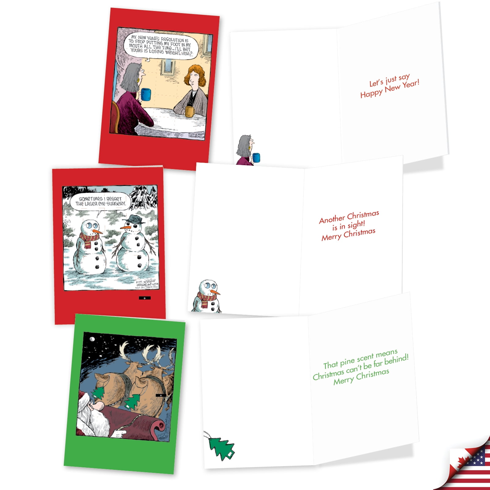 NobleWorks 20 Assorted set Funny Christmas Mixed Occasions Greeting Cards w/5 x 7 Inch Envelopes (10 Designs, 2 Each) A Coverly Christmas AC5554XXG-B2x10