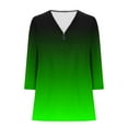 thumbnail image 5 of Penkiiy Half Zipper Shirts for Women Gradient Printed V Neck Shirt Rollable 3/4 Sleeve Tunic Tops Casual Trendy L Green, 5 of 5