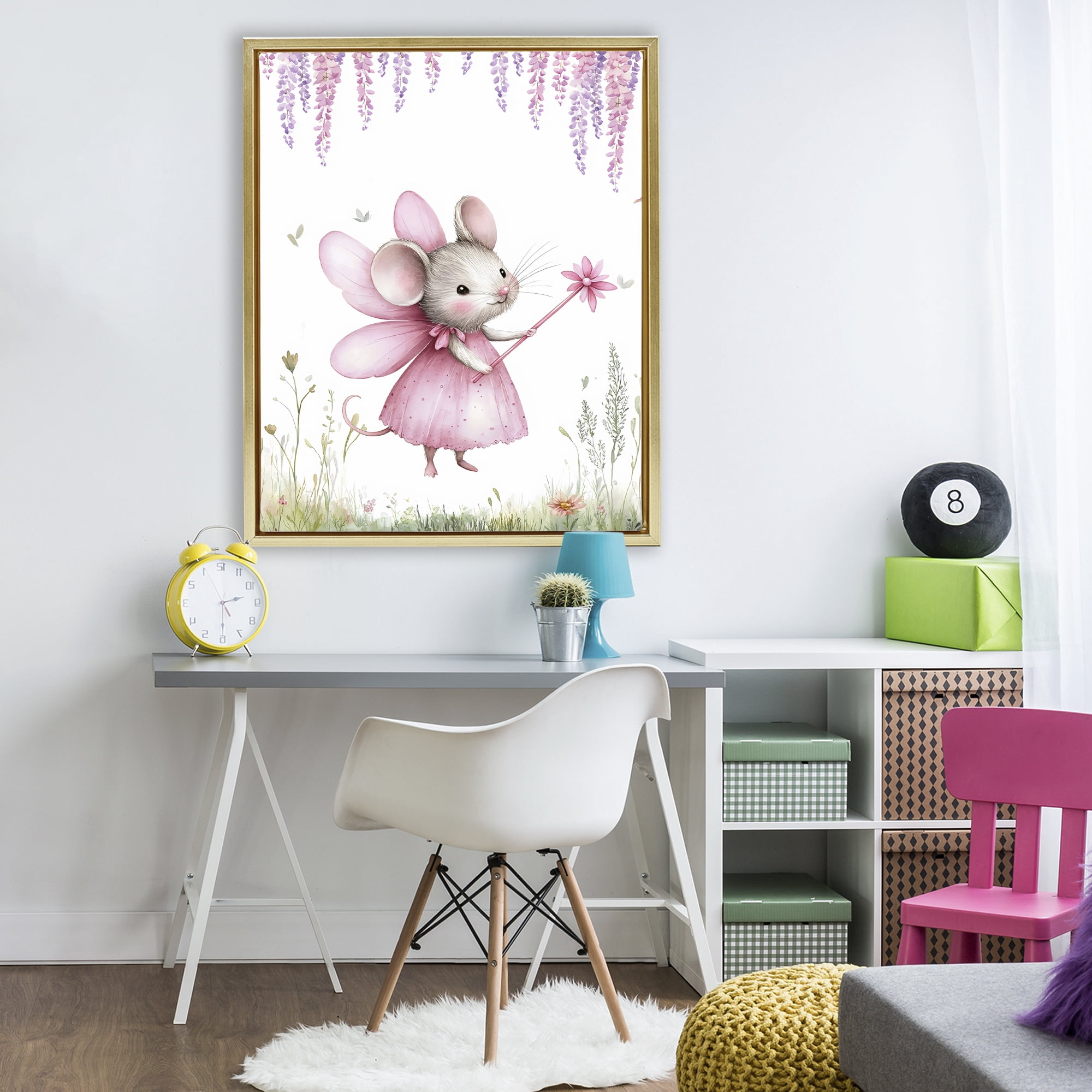 Stupell Industries Woodland Mouse Forest Fairy Gold Framed Floater Canvas Wall Art, design by LSR Design Studio