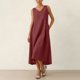 thumbnail image 5 of Vestido Corto para Mujeres Moda de Verano Sólido Cuello en V sin Mangas Bolsillo Plisado Vestido Casual Diario, 5 of 6