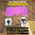thumbnail image 5 of Let's Party Neon Sign 23X10 Wall Decor Adjustable Brightness Pink Neon Light with Remote Control Power Adapter for Party Wedding Home Decoration, 5 of 6
