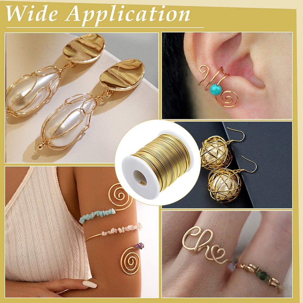 80M Brass Wire for Jewelry Making Round Golden 1mm about 262.47 Feet(80m)/Set