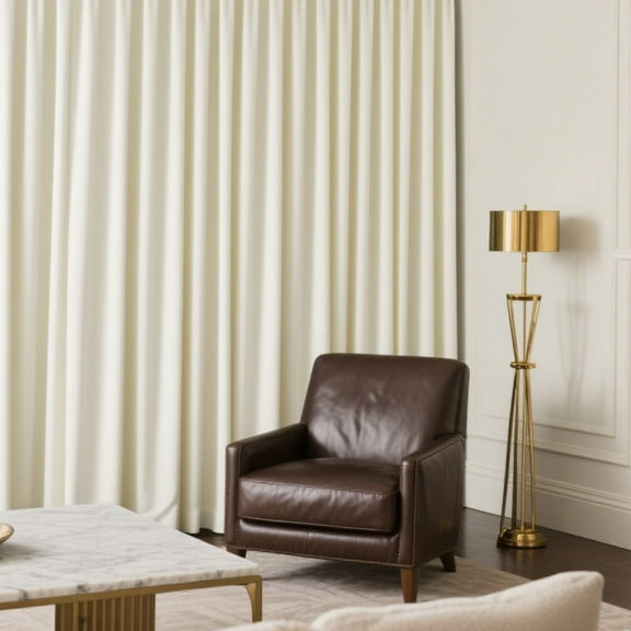 Ivory White Velvet Light Filtering Curtains(52 X 63）, Thermal Insulated Drapes for Bedroom & Living Room, Heavyweight Soundproof Rod Pocket Curtains, 2 Panels