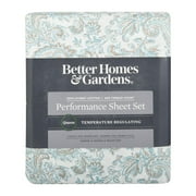 Better Homes & Gardens 400 Thread Count Hygro Cotton Bed Sheet Set, Full, Aqua Paisley