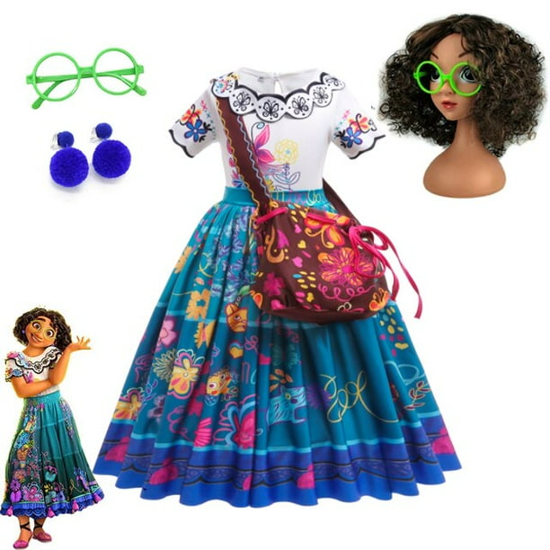 Disney Mirabel Princess Dress Suit Charm for Girls Cosplay Carnival Birthday Party Children Encanto Costume and Bag6T (130) Gao Jinjia LED