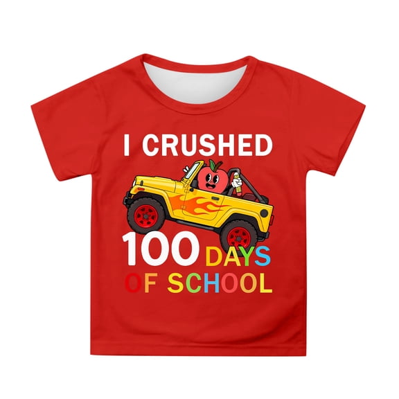 Tisuna Child Boys Graphic Tops Cartoon Print Short Sleeve T Shirt Casual Crewneck Tee Youth Kids Back To School Comfortable Loose Fit Shirt Orange Size 8-9 Years