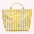 thumbnail image 6 of HUISZJ PVC Striped Tote Bag, Stylish Canvas Handbag, Large Capacity Portable Travel Shoulder Bag for Commuting Work Travel (Beige), 6 of 6