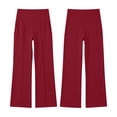 thumbnail image 4 of Hurxie Wide Leg Pants for Women High Waisted Soft Stretchy Comfy Lounge Casual Flowy Palazzo Trousers Red,3XL, 4 of 7