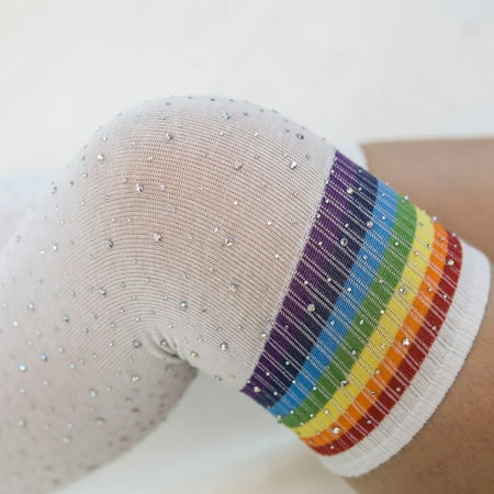 

ERTUTUYI Women Warm Thigh High Over the Knee Sparkle Rhinestone Socks White