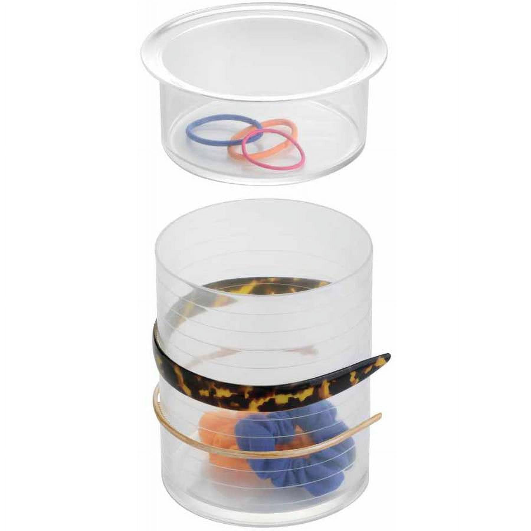 iDesign Hair Tool Organizer Canister for Headbands, Hair Ties and More, The Clarity Collection 6 x 6 x 7 , Clear Accessory Holder