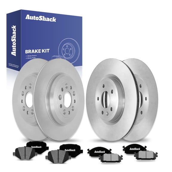 AutoShack Front Vented & Rear Solid Brake Rotors   Ceramic Pads 12-PC Brake Kit Replacement for 2013-2017 Ford Explorer 2013-2016 Ford Flex 2015 Lincoln MKT