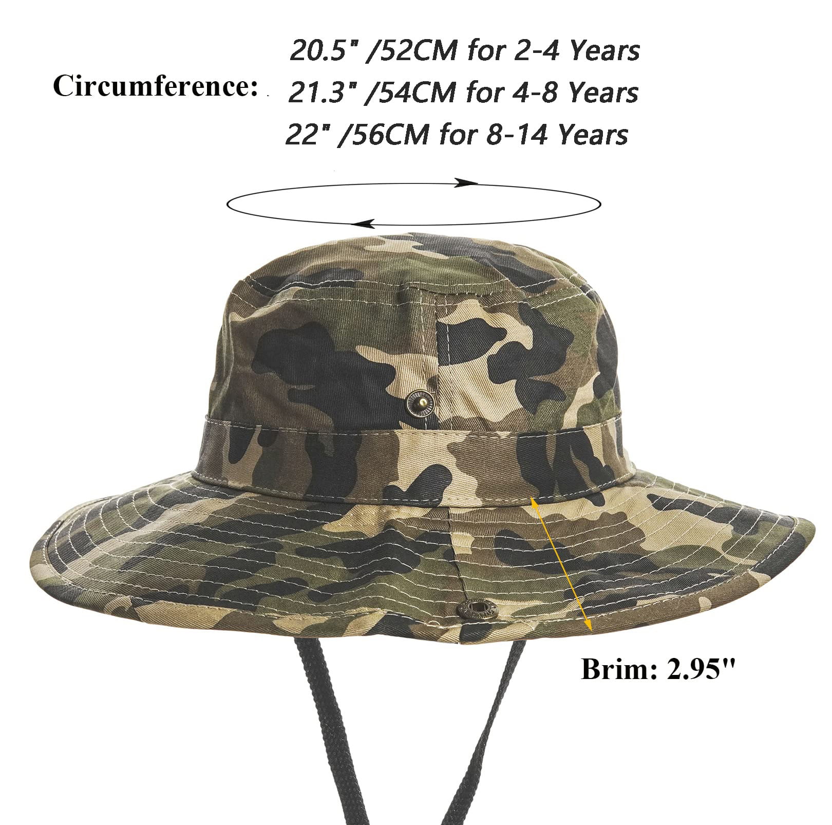 Buy Sun Hat Bucket-Boys-Camouflage Hats Fishman Cap Packable (Camo,56cm  Suggested for 7-14years Old Kids) at