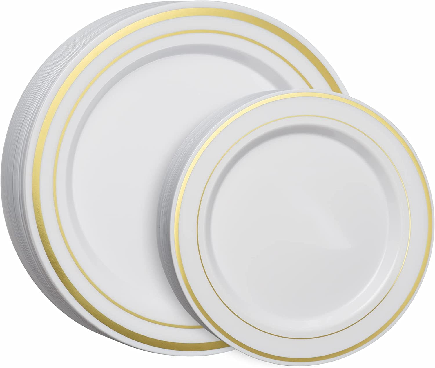Gusto Fancy Plastic Plates Disposable Dinner Plates & Salad Plates Set, 60-Pack