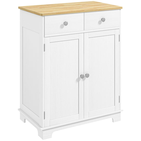 Solid Wood Countertop & Adjustable Shelf / Roomy Kitchen Storage and Versatile Use