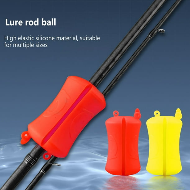 Edtara 4pcs Portable Fishing Rod Fixed Ball Multi-Functional Soft Silicone Anti-Slip Fishing Pole Wrap Equipment Yellow Yellow