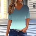 thumbnail image 2 of Women's Tops Summer Casual V Neck Short Sleeve Tunic Shirts Loose Gradient Color Soft Comfortable Tee (M, Army Green), 2 of 7