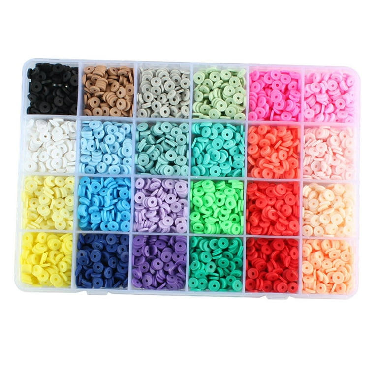 LORSYS 56 Aesthetic Colors & 14000 Pcs Bracelet Making Kit Beads. Flat Round Polymer Clay Beads Bracelet Kit 6mm Spacer Heishi Beads with Charms & Elastic