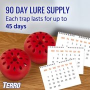 TERRO Apple-Shaped Indoor Fruit Fly Traps with Lure, Red, 2 Traps