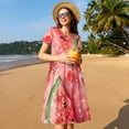 thumbnail image 4 of Disketp Refreshing Watermelon Slices para Vestido de Manga Corta para Mujeres, Vestidos de Verano para Mujeres, Casual y Holgado para la Playa, 4 of 6
