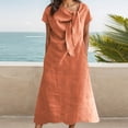 thumbnail image 2 of CIENVNSTG Elegant Solid Short Dresses Summer Casual Loose O Neck Lace Up Skirt Simple Elegant Formal Dress Watermelon Red 4XL, 2 of 5
