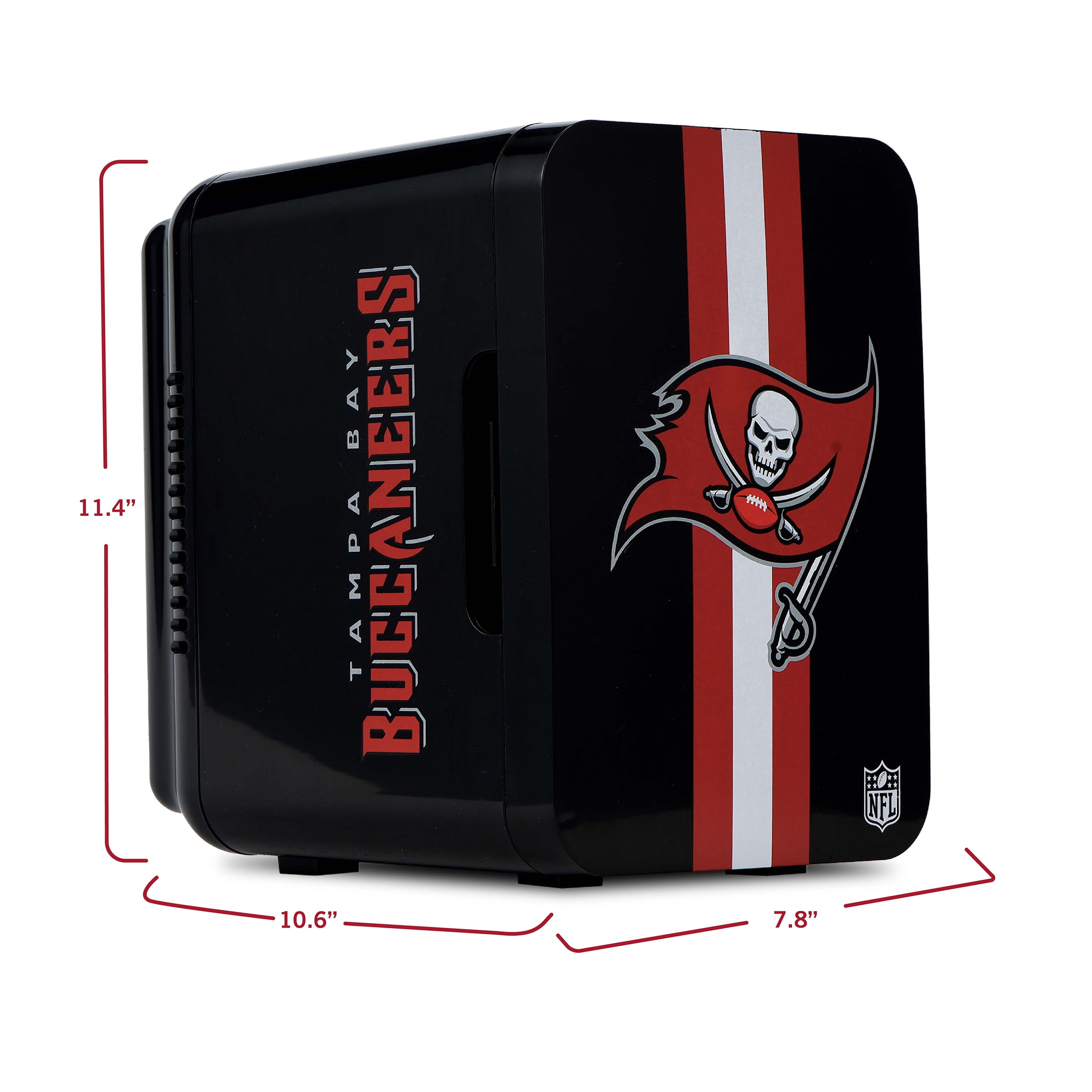 NFL Tampa Bay Buccaneers Mini Fridge, Black, 4L, 6 Cans