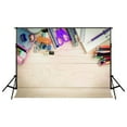thumbnail image 2 of ABPHOTO Polyester 7x5ft Photography Backdrops Wood Desk Stationery Back to School Graduation for Kids Photo Backgrounds Props Photographic for Backgrounds, 2 of 3