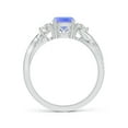 thumbnail image 2 of ANGARA Natural Cushion 1.05 ct Tanzanite and Half Moon Diamond Leaf Ring in 14K White Gold for Women (Size-6mm) | December Birthstone, Anniversary, Jewelry Gift for Women | Natural Tanzanite Ring, 2 of 10