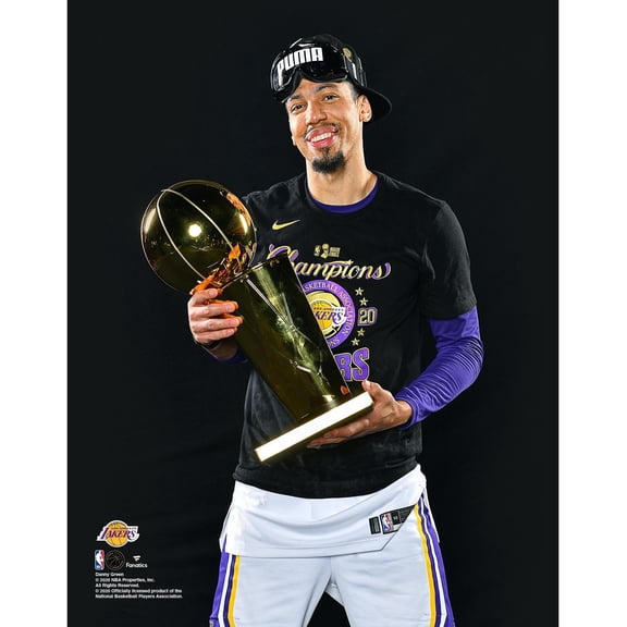 Danny Green Los Angeles Lakers Unsigned 2020 NBA Finals Champions Holding Finals Trophy Photograph