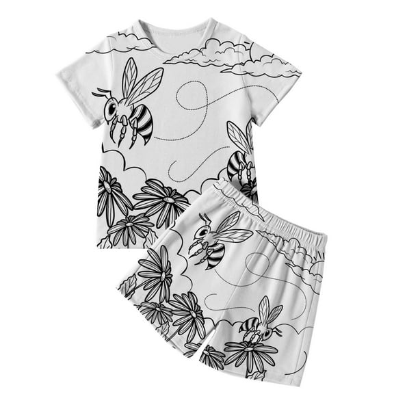 Pajamas for Kids Girls Size 10/12 Bee Day Colorable DIY Sleepwear Toddler Pajamas for Girls Sunflower Cartoon Pj Nightwear 2pcs Pulloverr Sleepwear Set