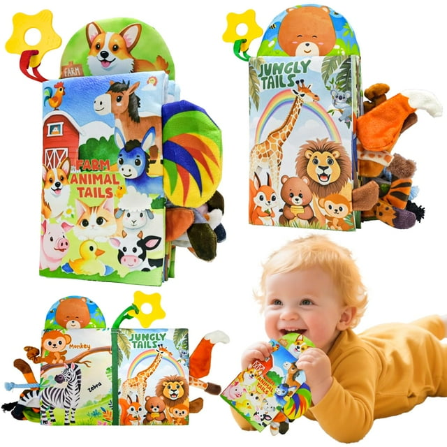 Libros de tela sensorial Kimicare para bebés de 0 a 12 meses, 2 unidades
