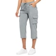 thumbnail image 5 of Dwellite Womens Quick Dry Cargo Capris with Pockets Loose Fit Casual Capri Pants Dressy Lightweight Ladies Baggy Cargo Pants for Hiking Light Gray S, 5 of 6